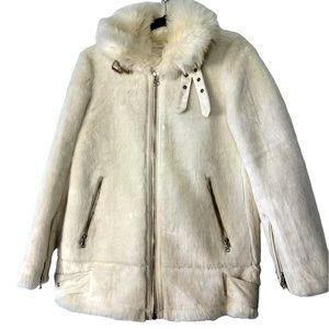 Zara Faux Fur XSmall Jacket cream/white